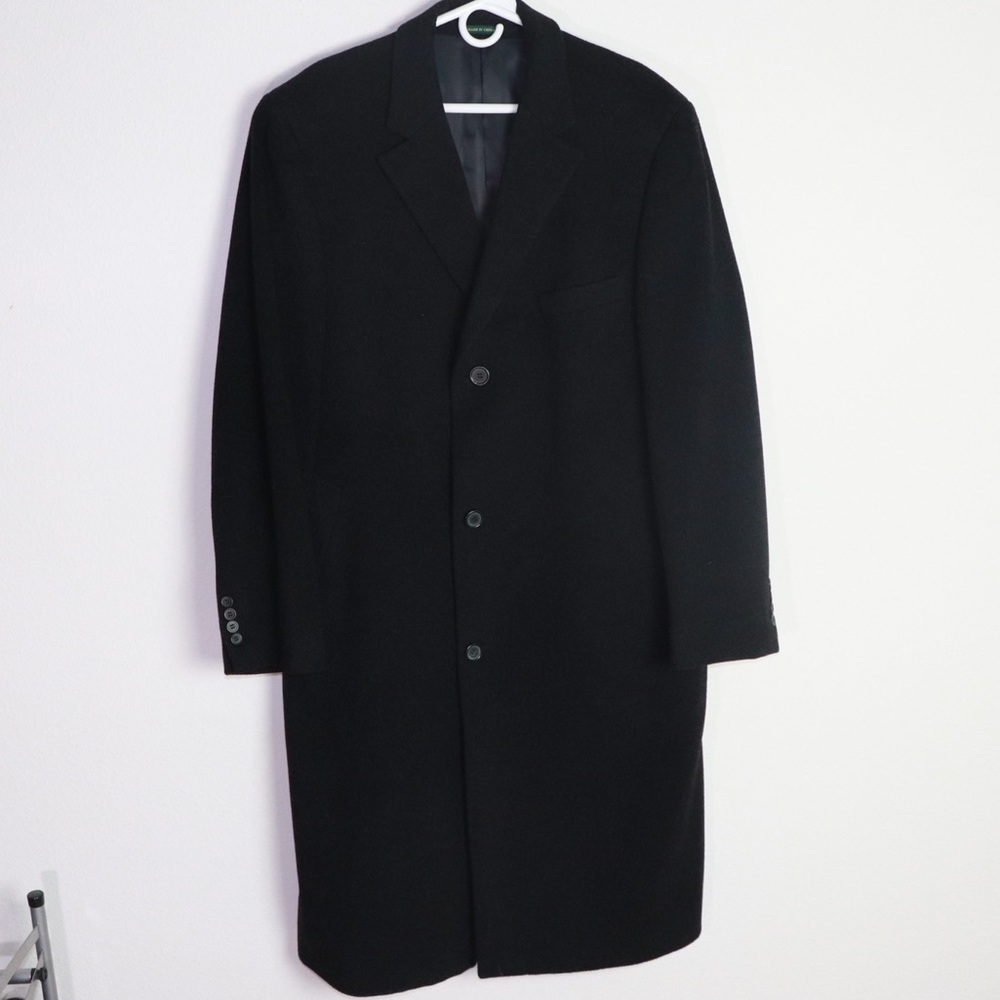 Ralph Lauren Grey Black Wool Cashmere Trench 42L